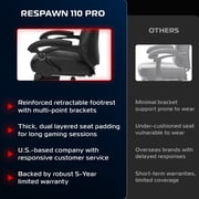 RESPAWN 110 Pro Ergonomic Gaming Chair with Footrest for Adults - Comfortable Office Gaming Recliner with Lumbar Support and Headrest, Racing Style Video Game Chairs for Computer Gamer - Gray