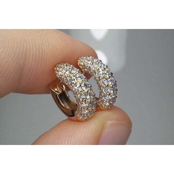 Bluebelljewels Round Cut Diamond 14K Yellow Gold Finish Silver Trending Hoop Earrings