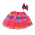 thumbnail image 1 of ITFABS Enfants Casual Jupe Bulle Haute Taille Colorée avec Clip Cheveux Bowknot, 1 of 9