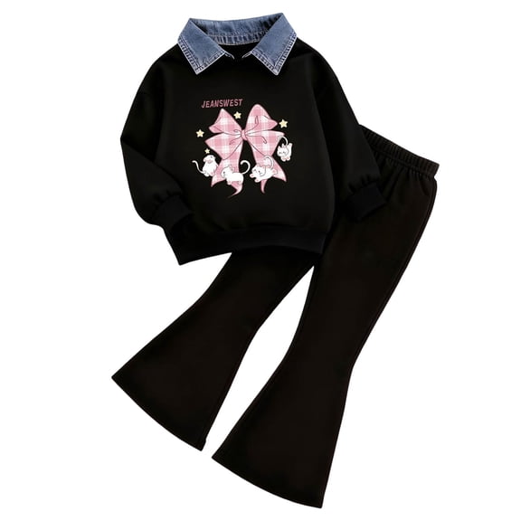 Karoyedx Girl Clothes Girls Clothes Girls Outfits Sweatshirt Tops and Leggings Sweatpants 2 Piece Fall Winter Clothes Set Black Size,3-4 Years