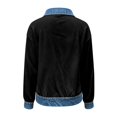 thumbnail image 7 of Women Corduroy Denim Patchwork Shacket Zip Up Long Sleeve Color Block Jean Jacket, Casual Slim Fit Fall Patchwork Coat, Spliced Denim Collar Outwear for Daily Travel Athleisure Black L, 7 of 7