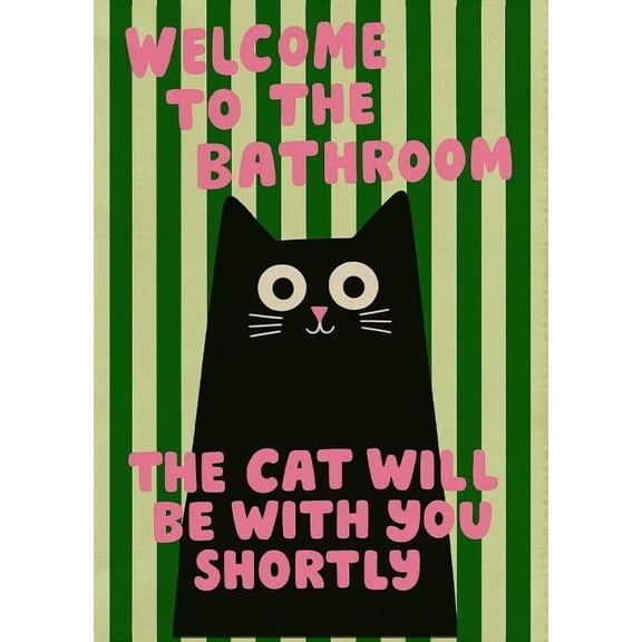 Bathroom Cat Wall Art Funny Black Cat Wall Decor Artwork Welcome to the Bathroom Picture Poster Home Toilet Decor poster