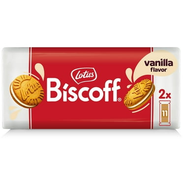 Lotus Biscoff Sandwich Cookies, Vanilla HYZ01 Cream, 22 Cookies, (2 Fresh Packs of 11 Cookies), 7.76 Ounce