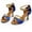 Blue, variant on JeashCHAT Women's Satin Sandals Flared Heel Latin Performance Dance Shoes Fashion Open Toe Pump Heel Sandals Party Wedding Shoes (Black)