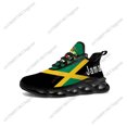 thumbnail image 1 of Zapatillas deportivas planas con bandera de Jamaica para hombre y mujer, de alta calidad, con cordones y malla, hechas a medida, color negro., 1 of 6