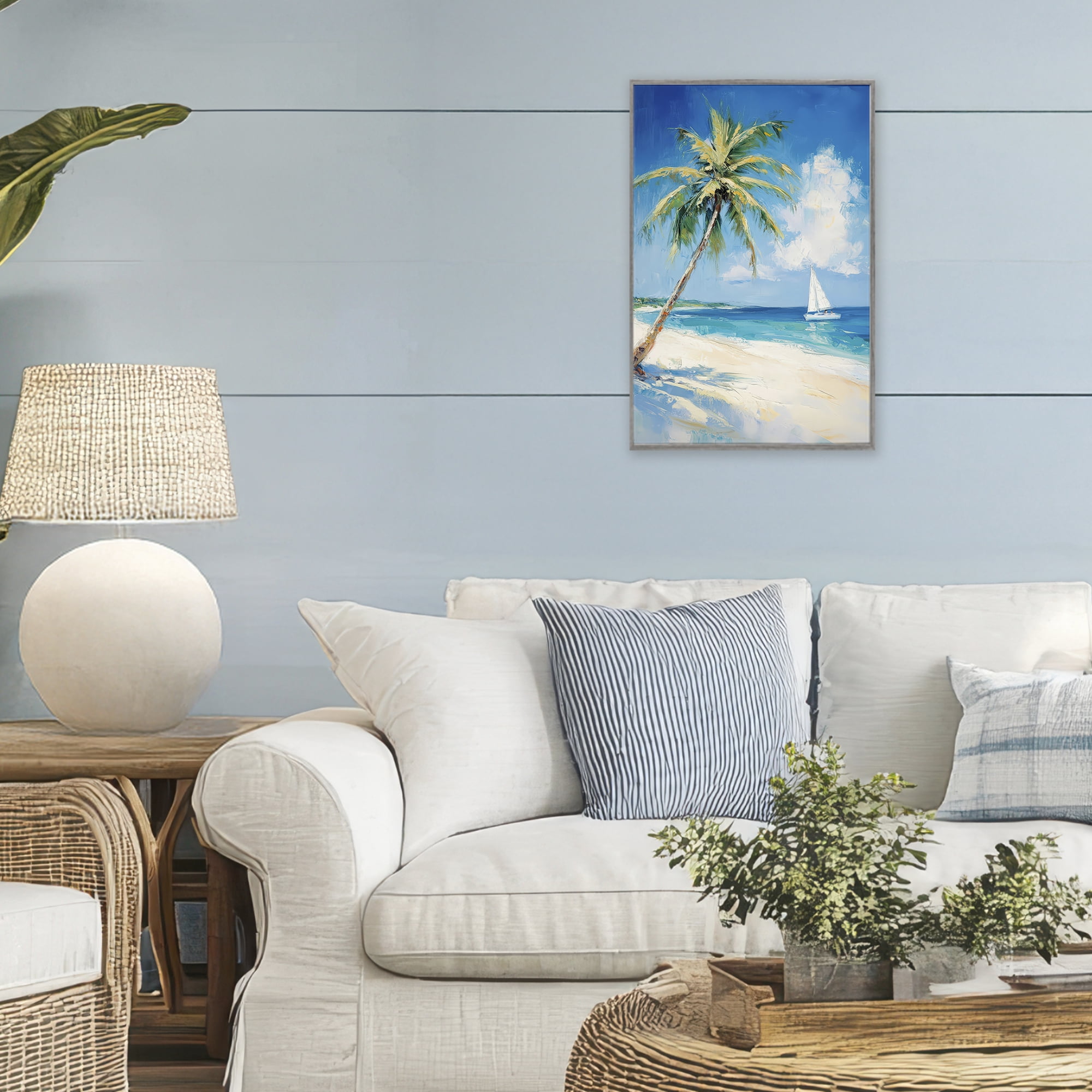 Stupell Industries White Clouds & Sails Gray Framed Giclee Art, design by Petal Prints Design