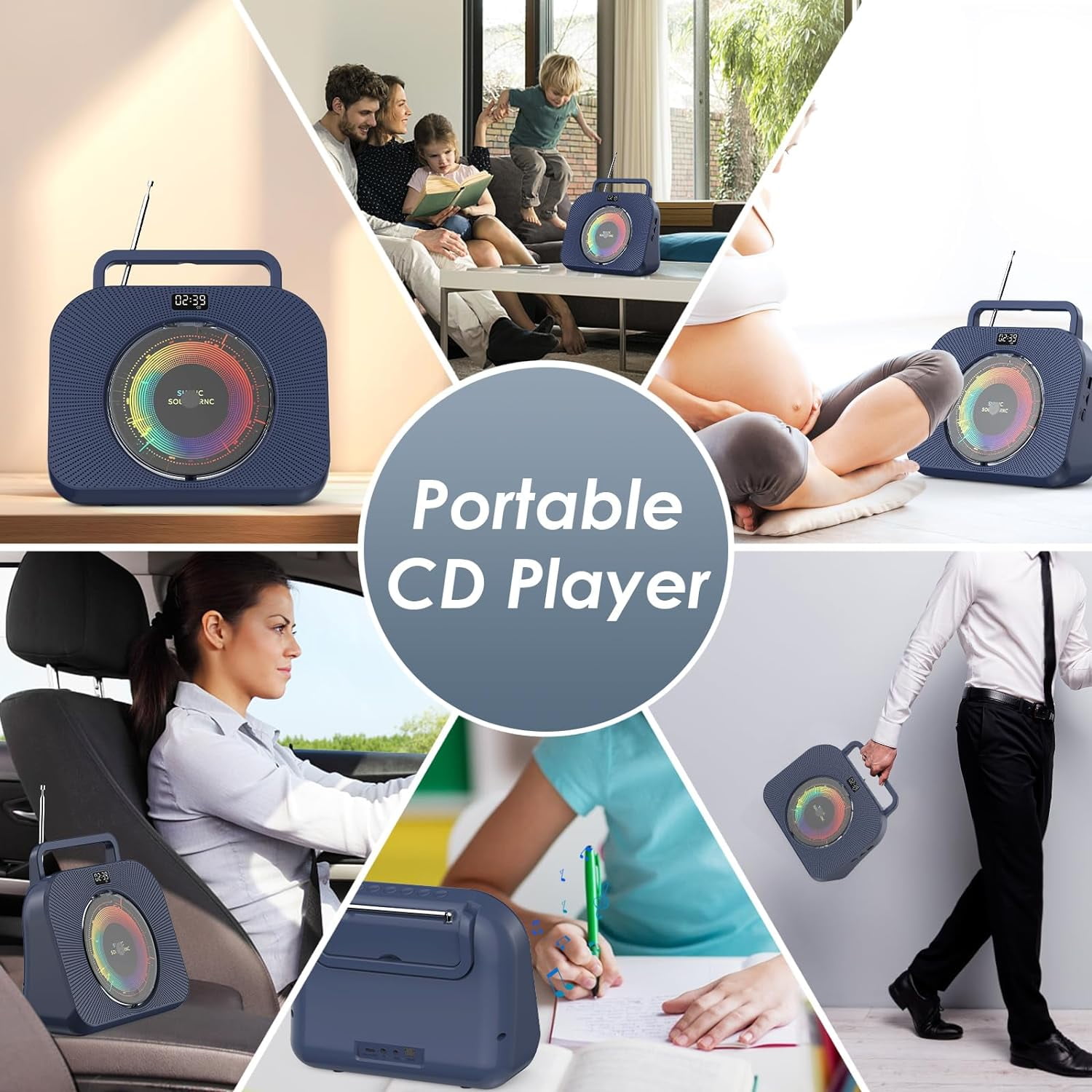 Gueray CD Player for Home, Bluetooth Desktop CD Player with Speakers, Headphone Jack FM Radio CD Player with Remote Control