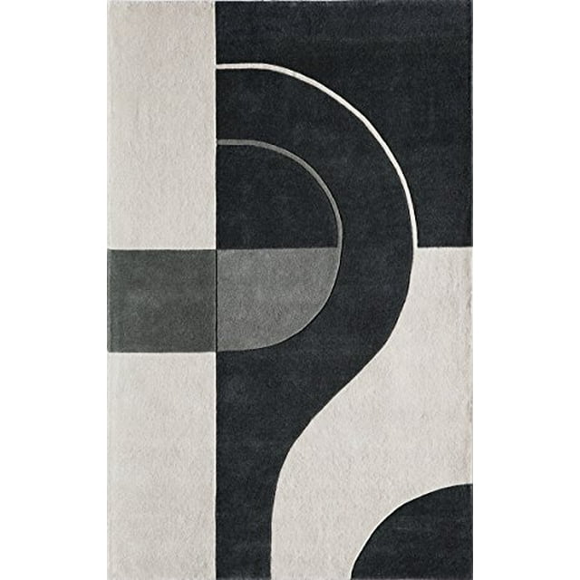 Momeni Rugs DELHIDL-22CHR3656 Delhi Collection 100-Percent Wool Hand Knotted Contemporary Area Rug, 3`6"x5`6", Charcoal