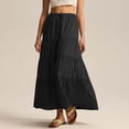 thumbnail image 5 of Fashion Long Skirts for Women Elastic Waistband Flowy Boho Maxi Skirt Summer Vacation Outfits A-Line Dress Black M, 5 of 6