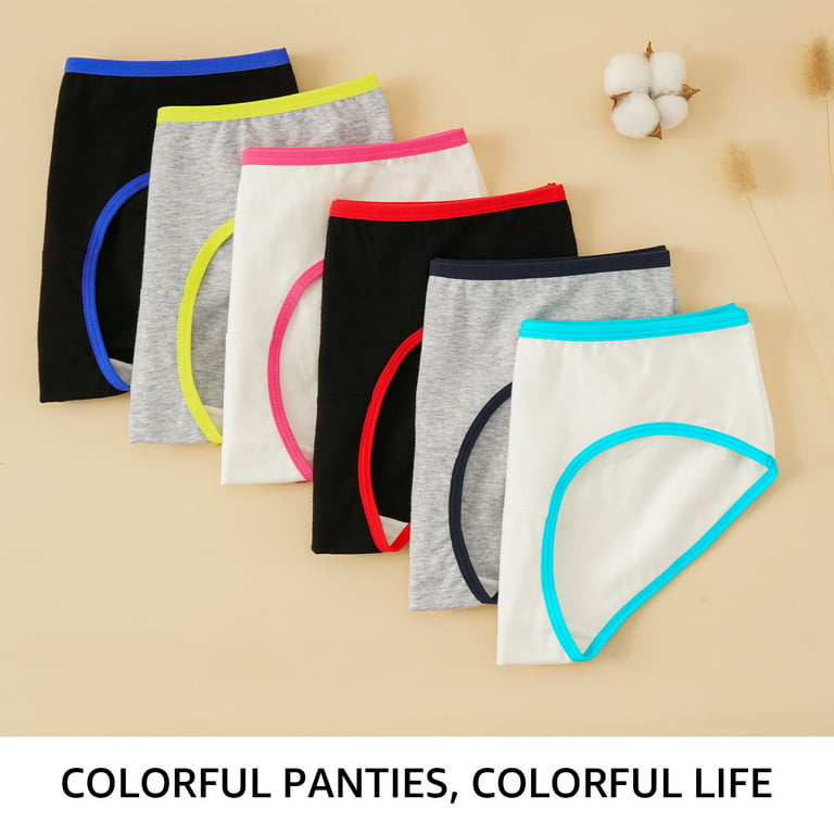 INNERSY Girls Panties Cotton Underwear for Teens Pack of 6 (S(8-10 yrs),  Colorful Hem) 