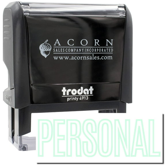 Large Self-Inking Outline Personal Stamp, Trodat Printy 4913, Press and Print Stamping, Impression Size 7/8" x 2-1/4", Up to 10,000 Impressions - Mint Green Ink