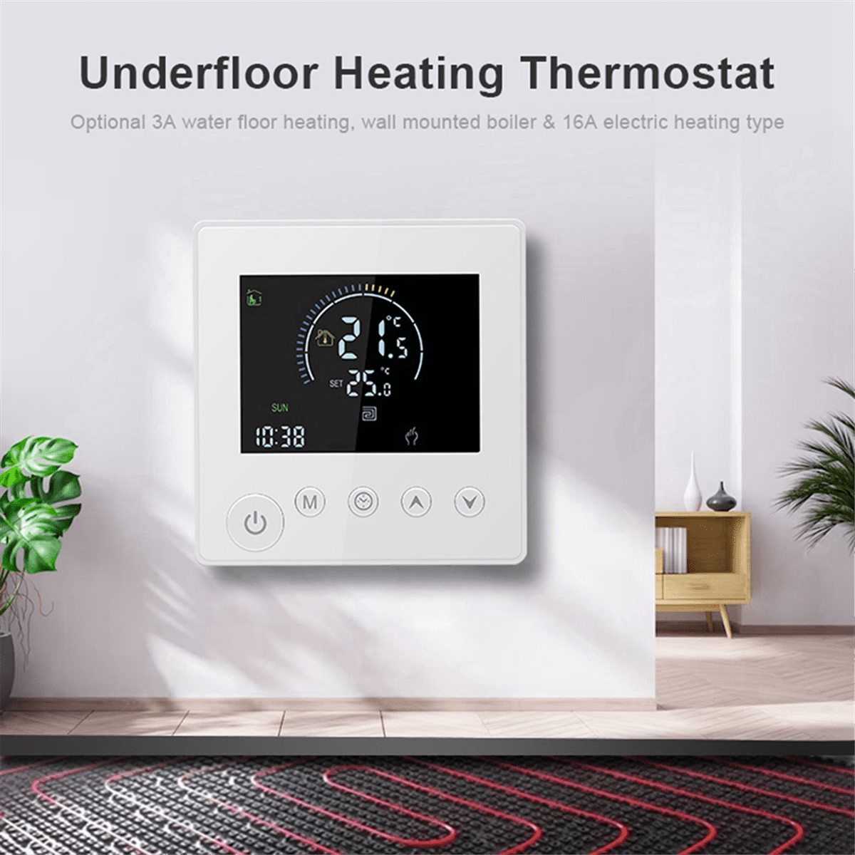TUYA Thermostat Temperature Controller Water Electric Floor Heating TRV 3A Digital LCD Display Wall Mounted