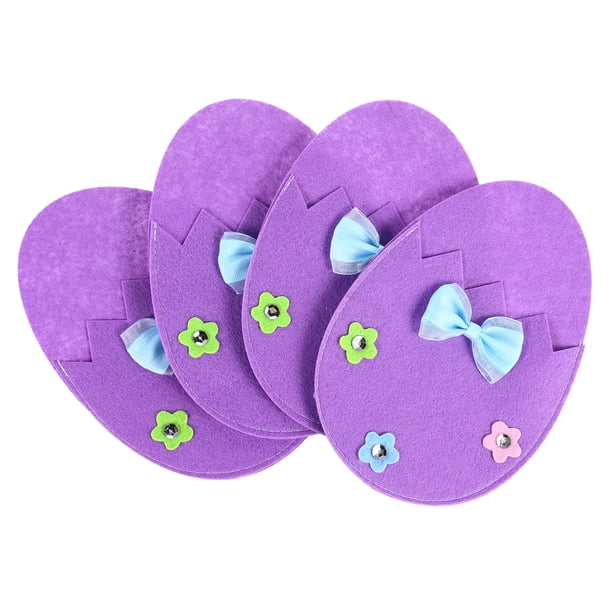 4 soportes para cubiertos de Pascua, bolsas de almacenamiento con forma de huevo para decoraciones de Pascua y accesorios de mesa para fiestas.
