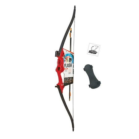 Bear Archery Flash Youth Bow Set with Whisker Biscuit, Armguard, and Arrow Quiver Recommended for Ages 11 and Up –