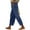 Navy, variant on Women Drawstring Linen Pants, Lightweight Capris Lace Pants with Summer Casual Beach Elastic Waist Trousers with Pockets High Waist Comfy Pants Beige XXL