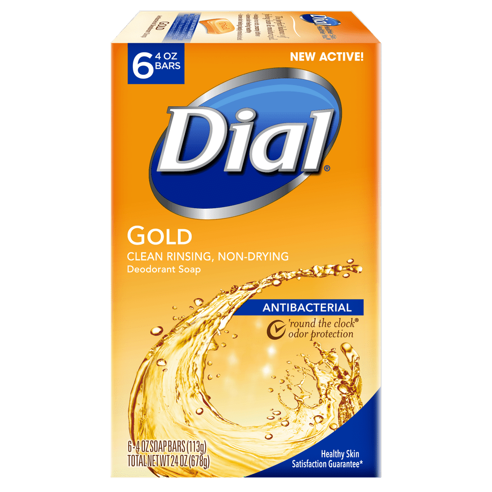 Dial Antibacterial Deodorant Bar Soap, Gold, 4 Ounce, 6 Bars Walmart