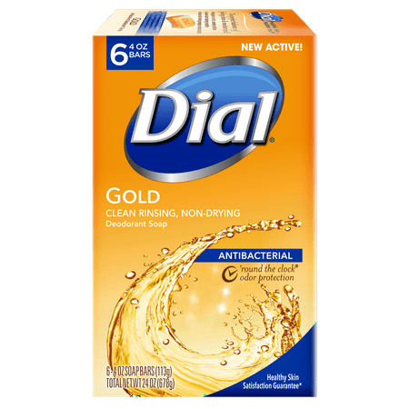 Dial Antibacterial Deodorant Bar Soap, Gold, 4 Ounce, 6 (Best Antibacterial Soap For Men)