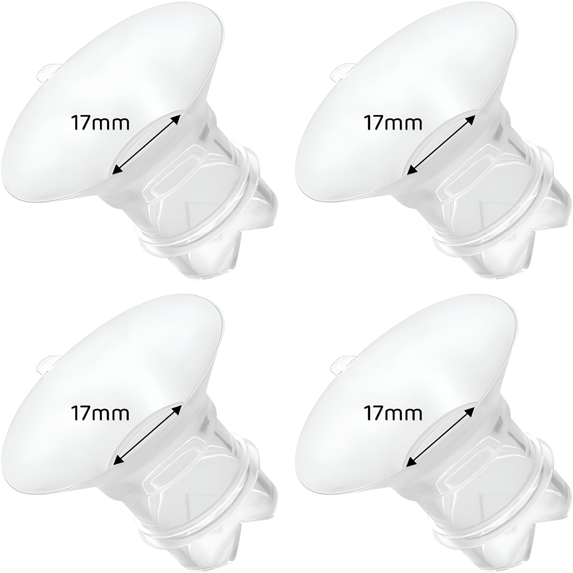 XIRQI Flange Inserts 17mm Compatible with Breast Pump 24mm Shields/Flanges, Reduce 24mm Nipple Tunnel Down to 17 mm, 4PCS