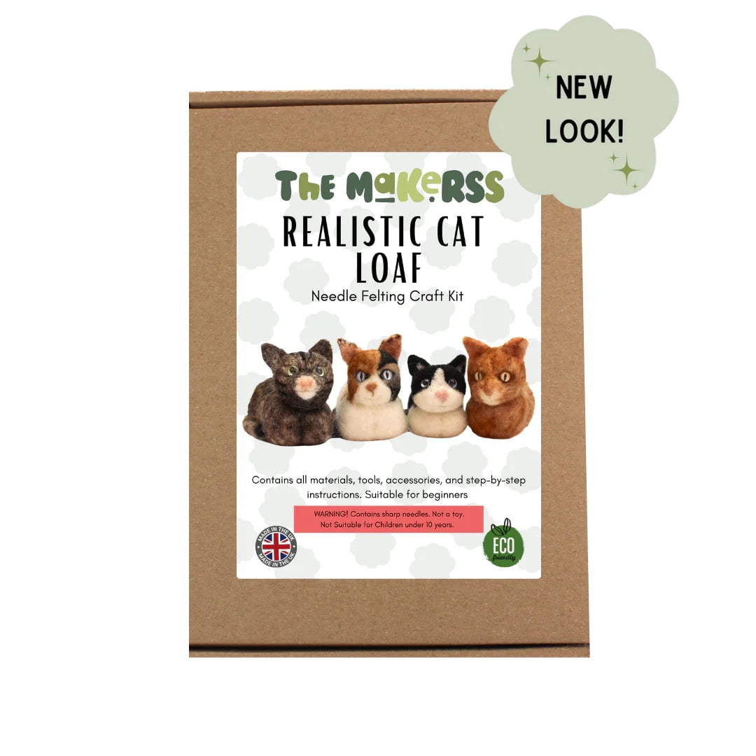 Felting Kit - Cartoon Cat Loaf Needle Felt Small CompleteKit - makes 1