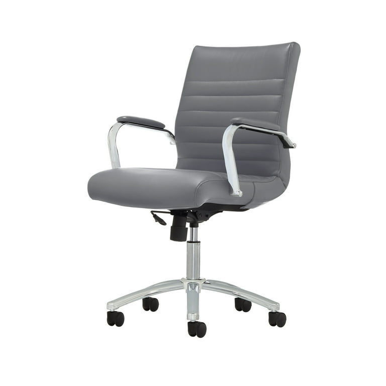Realspace Modern Comfort Series Winsley Bonded Leather Mid Back Chair Gray