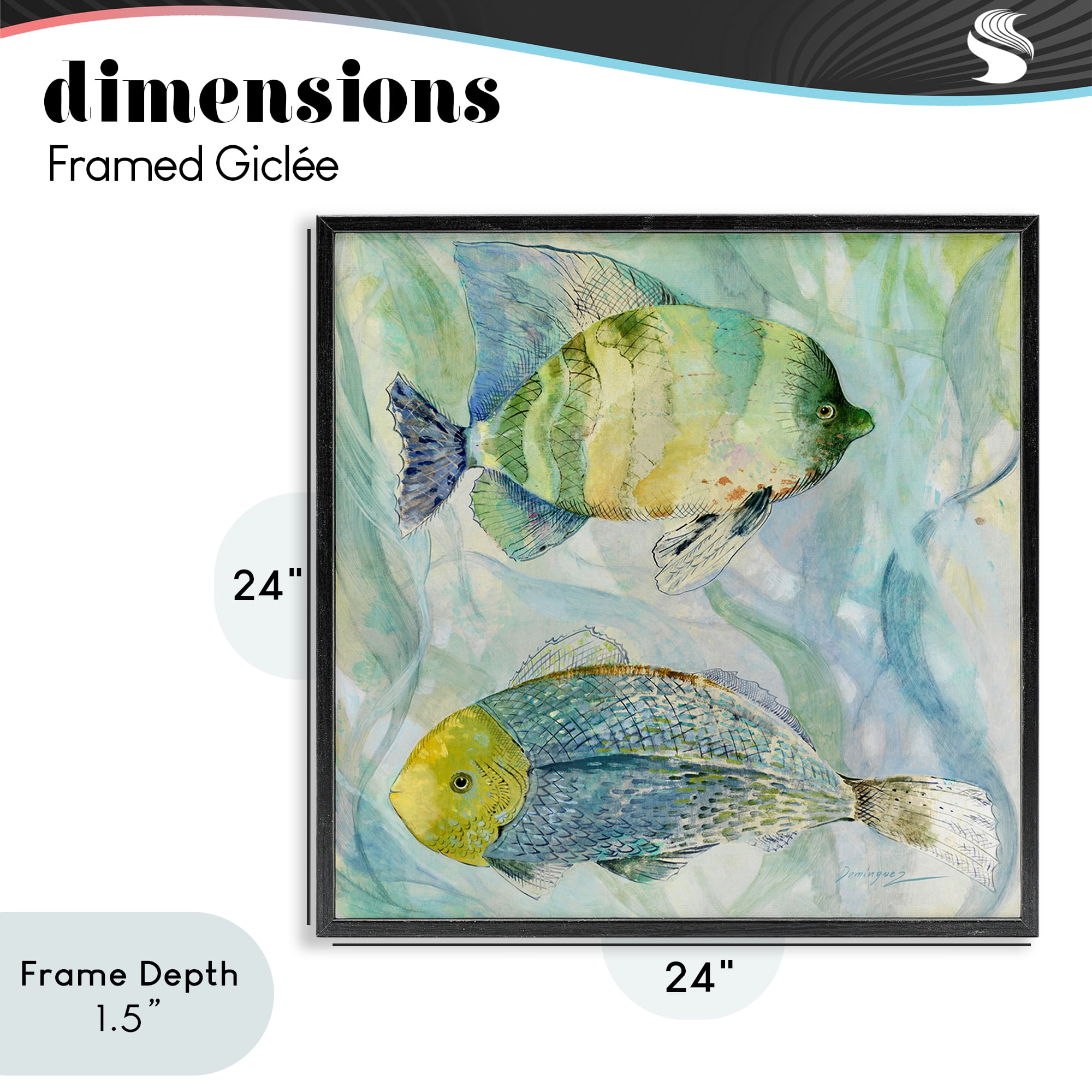 Stupell Industries Sweet Fish Duo Blue Green Black Framed Giclee Art, design by Lorenzo Collective