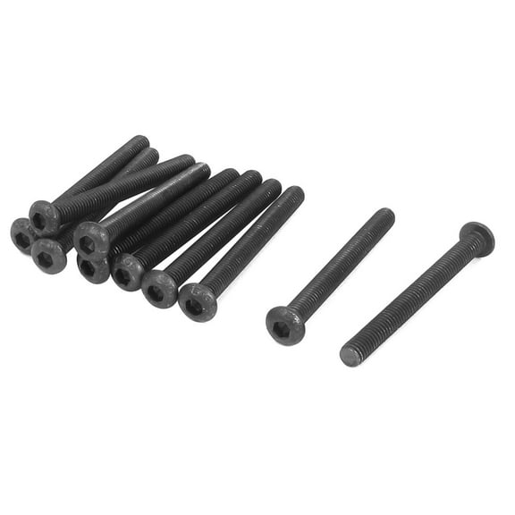 Unique Bargains M6 x 60mm Alloy Steel Hex Socket Button Head Machine Screws Black (10-pack)