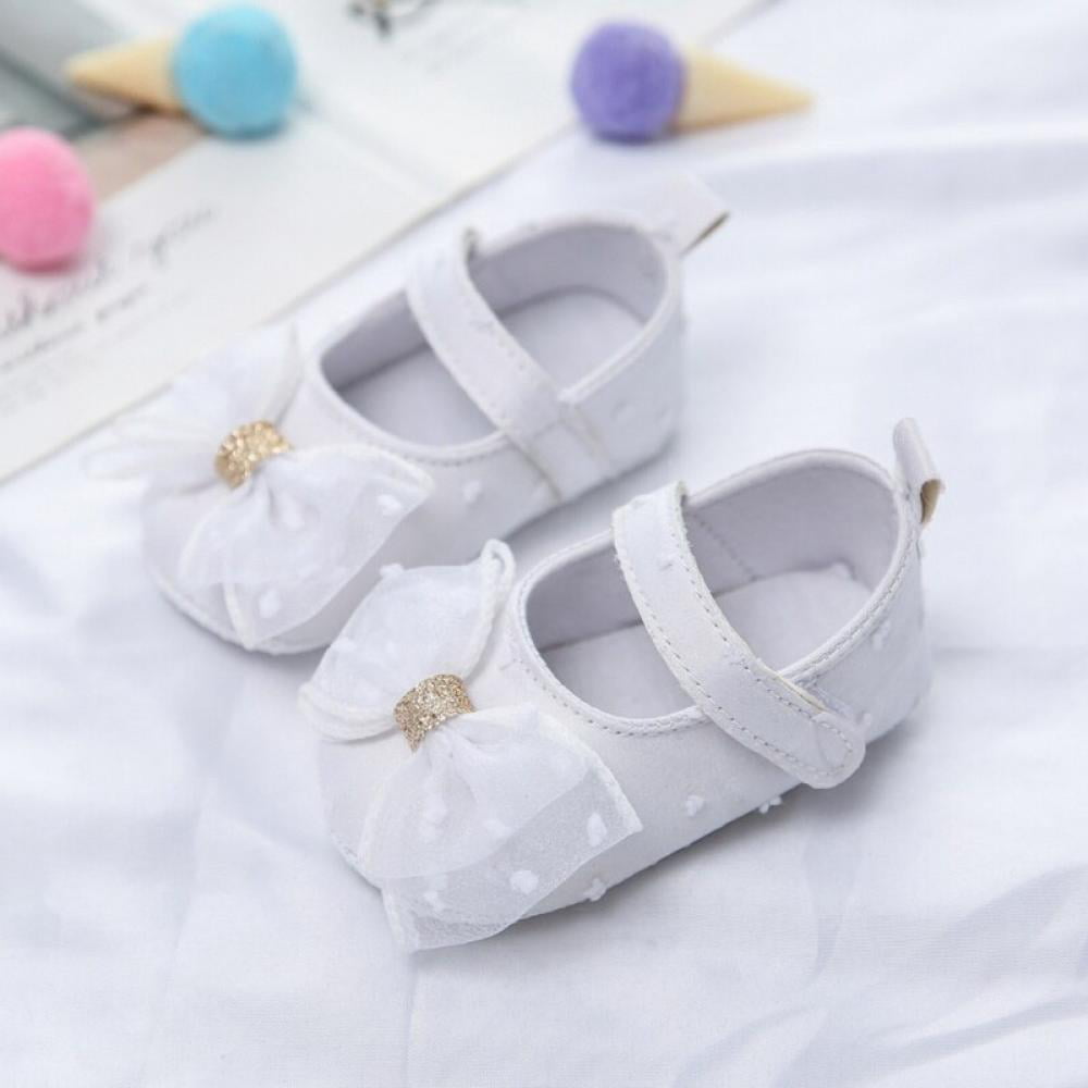 BABY GIRL CRIB SHOES WITH SATIN BOW BNEW 