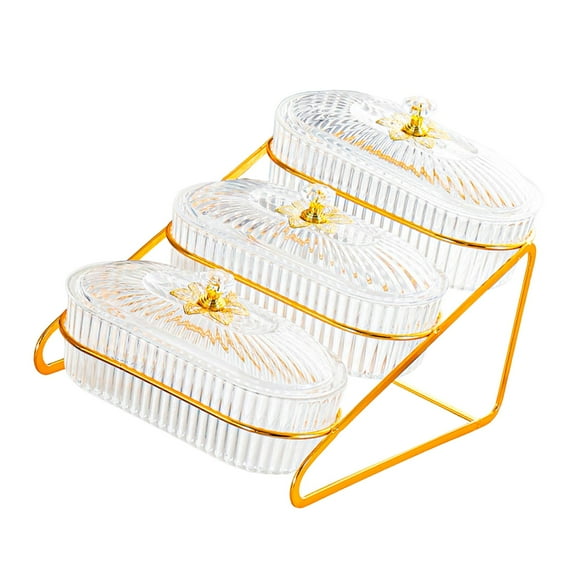 deevoka Dried es 3 Tier Vegetables Serving Dishes Tray for Hotel Home Holiday Clear Bowl