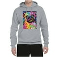 thumbnail image 3 of Funny Neon Pug | Dean Russo Art Animal Lover Unisex Hoodie Sweatshirt, Heather Grey, Large, 3 of 6