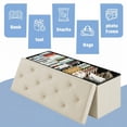 thumbnail image 3 of Gianna 43 Inches Folding Storage Ottoman Bench, Storage Chest, Foot Rest Stool, Bedroom Bench with Storage, Beige, 3 of 7