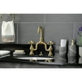 thumbnail image 3 of Kingston Brass KS7997TX French Country Brushed Brass Bridge Bathroom Faucet with Matching Pop-up, 3 of 7