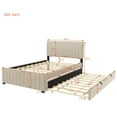 thumbnail image 5 of Full Size Velvet Upholstered Platform Bed with Twin Size Trundle, Beige, 5 of 9