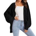 thumbnail image 3 of Women Chunky Knit Cardigan Long Sleeve V Neck Button Up with Pocket Sweater Coat for Fall and Winter Black L, 3 of 9