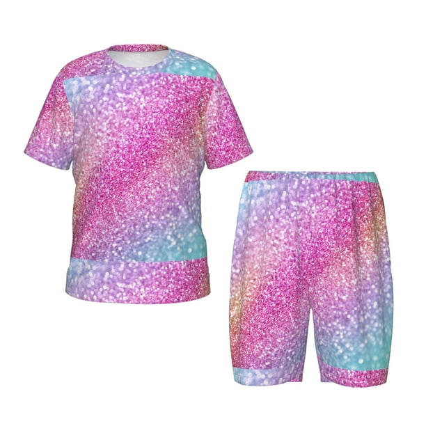 Balery Fun Rainbow Conjunto de Pijama Infantil de Manga Corta con Estampado – Ropa de Dormir de Algodón Suave-X-Large