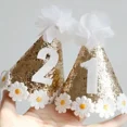 thumbnail image 4 of Sombrero de fiesta para el primer cumpleaños, suministros brillantes para baby shower, banquete, sombreros de fiesta de margaritas para niño y niña, decoración para niños, diadema navideña, 4 of 5