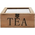 thumbnail image 3 of MyGift Natural Wood 4 Compartment Tea Bag Storage Chest box with Clear Lid and Latch, 3 of 5