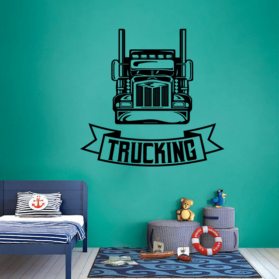 Trucking - Tractor Truck Jumbo Trucks Silhouette Trucking Business Vinyl Wall Art Wall Sticker Wall Decal Home Kids Room Study Room Boys Room Wall Décoration Design Wall Décor Decal Size (30x22 inch)