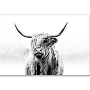Scottish Cow Canvas Print Animal Painting Wall Art for Living Room pet Shop Zoo Decoration 12x16 inch/Piece, unFramed, 3 Panels