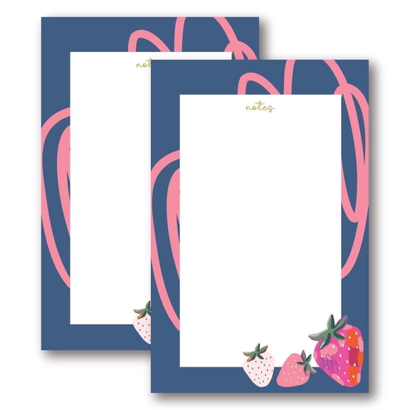 2 PACK SMALL NOTEPADS, Strawberry Notepad, 70 Sheets Mini Memo Pad, Pink Fruit Stationery, Small Writing Pad, Cute List Pad for Her, Cute Office Supplies
