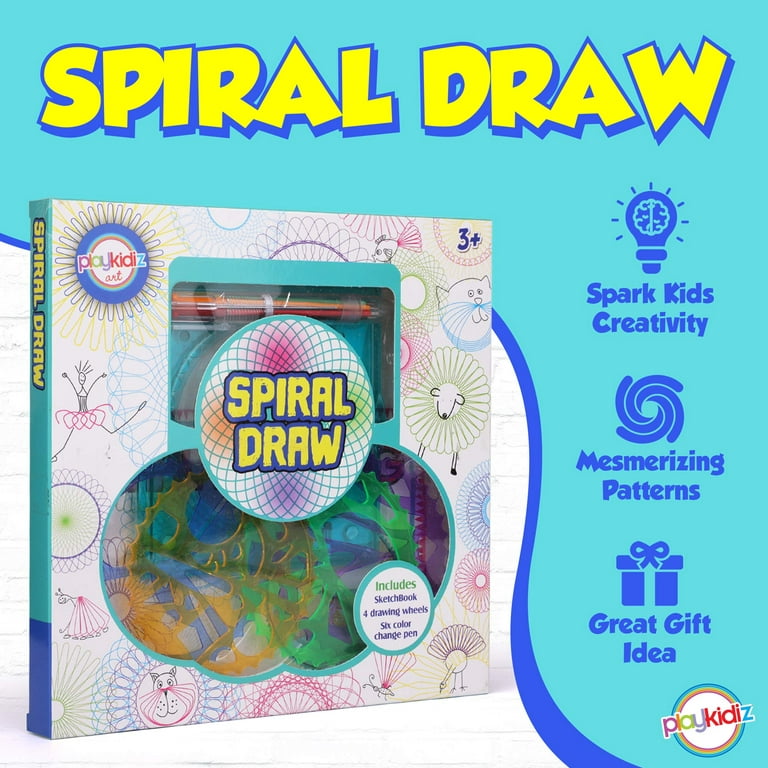 Playkidz Art Spiral Draw Set for Kids - 7 Pcs Arts and Craft Kit