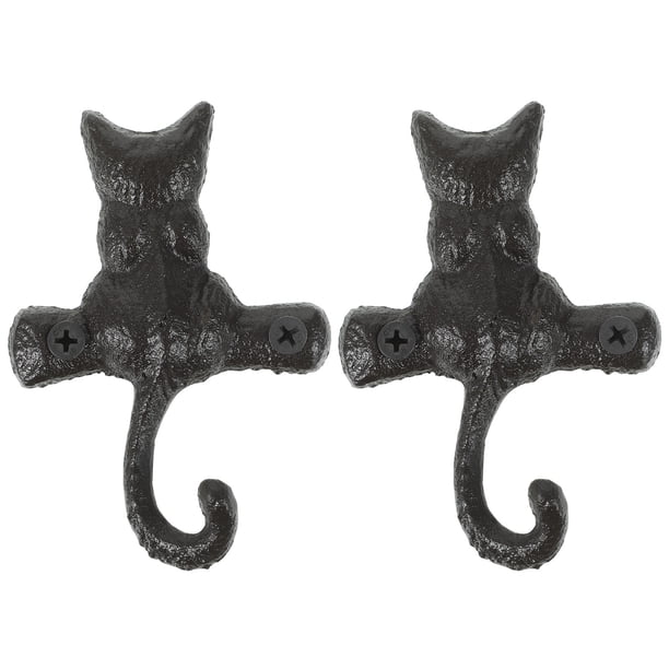 2 piezas de colgilla de capa de capa antigua gancho colgante de pared gato gato gancho de pared