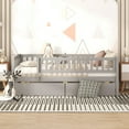 thumbnail image 2 of Euroco Pine Wood Full Size Storage Daybed with Drawers, Gray, 2 of 12