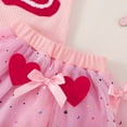 thumbnail image 4 of CAIXIA Infant Baby Girl Valentines Outfit TheFound Valentine's Day Baby Girl Outfit Toddler Newborn Summer Clothes Letter Print Short Sleeve Tops Star Tulle Tutu Skirt Set, 4 of 6