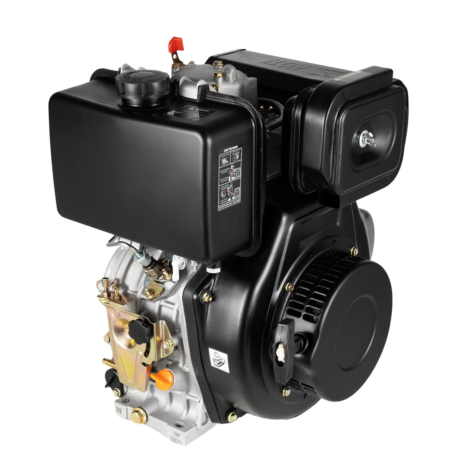 10HP 406cc 4-stroke Tiller Diesel Engine Single Cylinder Motor Air Cooling 186F