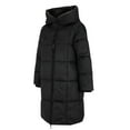 thumbnail image 4 of Women's Mid-Length Hooded Puffer Coat, Thickened Plus Size Jacket, Winter Casual Outerwear, Warm Quilted Parka, Solid Color Cotton Coat, Everyday Winter Coat Black L, 4 of 7