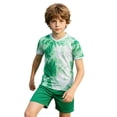 thumbnail image 3 of Weebloom Kids Boys Summer Athletic Outfit Girls Football Quick Drying Training Shirt Shorts Set Basketball Tracksuit Shorts T Shirt Sportsuit Boy Running Sports Clothes Set 9-10 Years Green, 3 of 6