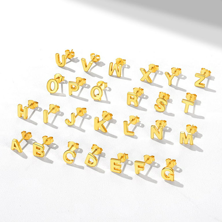 Classic Unisex LV Logo Small Stud Earrings, 18k Gold Plated, Hypoallergenic  Jewelry Gift