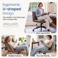 thumbnail image 5 of CELTOSS Criss Cross Office Chair, Armless Cross Legged Computer Desk Chair with 2-in-1 Wheels & Foot Pads, Double-Layer Seat Cushion, PU Leather Vanity Chair, Brown, 5 of 15