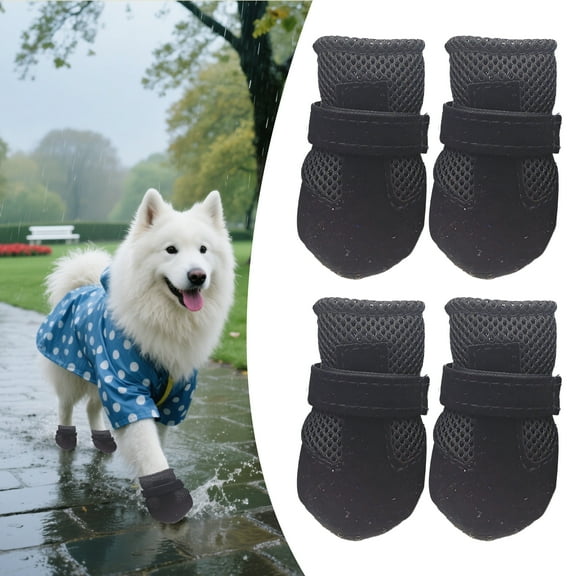 GASTROPOD 4Pcs Dog Booties,Breathable and Adjustable Dog Shoes Small Size Dogs,Dog Booties and Paw Protectors for Hot Pavement Hardwood Floors,Black