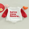 thumbnail image 2 of Tenue de Saint-Valentin pour Bébé Fille Garçon Cœur Col Rond Barboteuse Chandail à Manches Longues Justaucorps Chandail Haut, 2 of 8